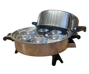 NO CORD Saladmaster 11” Electric Skillet 7817 High Dome Egg Poacher WORKS Vtg - Picture 1 of 8