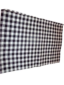 NUEVO Cortina CENEFA CHEQUE Negra y Crema 14" X 40" CASA DE CAMPO Lodge Decoración GUINGAH  - Imagen 1 de 3