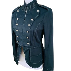 Vintage Bebe Size 4 Military Blazer Jacket Black Classic Fitted Slightly Cropped - Picture 1 of 15
