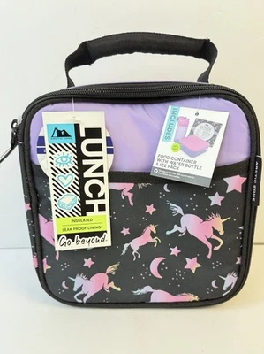 Bolsa de almuerzo aislada Arctic Zone Unicorn, caja de comida, botella y bolsa de hielo. ¡Nuevo! Foto 1 de 4