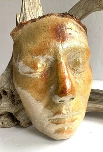 Genuine Plaster Female Death Mask Sculpture Serene Sunset Colored Oddity Art - Picture 1 of 6