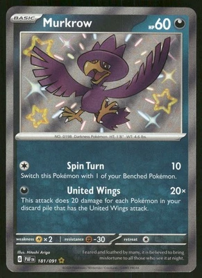 #181/091 Murkrow SV: Paldean Fates Holo - Image 1 of 2