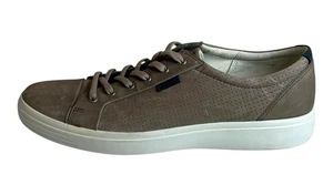 Ecco Danish Design Perforated Men's Beige Leather Sneaker Shoes Size 12 / 46 EUC - Picture 1 of 12