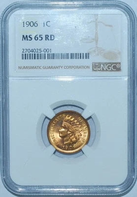 1906 NGC MS65RD Red Indian Cent - Image 1 of 2