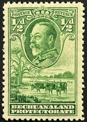 Bechuanaland, King George V with Cattle, 1/2  P, Scott 105, MNH, F-VF, Toned Gum - Image 1 of 2