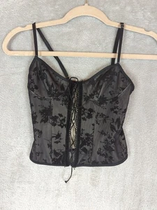 Whimsigoth Schnür Korsett Top schwarz Samt Ausbrenner Gr. XS?  Dark Fairy Goth Sexy - Bild 1 von 10