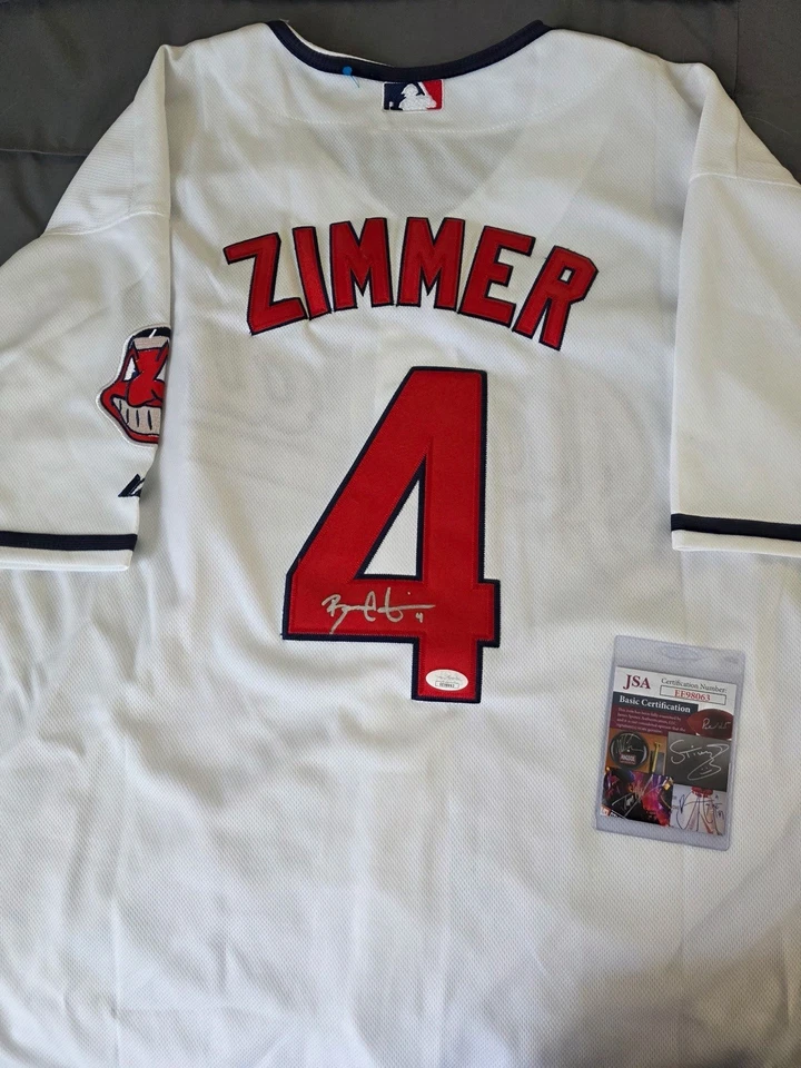 Camiseta deportiva autografiada Bradley Zimmer Cleveland Indians con certificación JSA Foto 1 de 4
