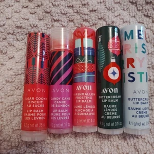 Lote de 5 aromas y diseños navideños de bálsamo labial Avon - Imagen 1 de 4