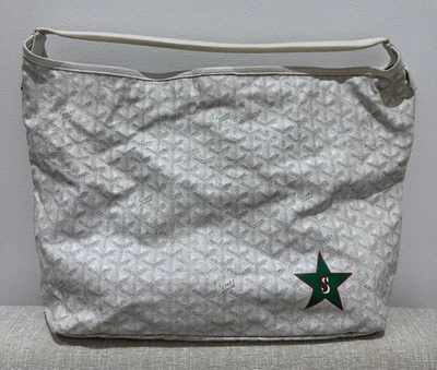 Goyard Fidji Hobo One Shoulder Bag PVC Leather White Marquage Herringbone Auth - Image 1 of 4