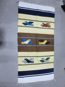 Navajo? Mexikaner? Vogel Gewebt Wolle Teppich Gobelin Läufer 26" x 56" - Bild 1 von 6
