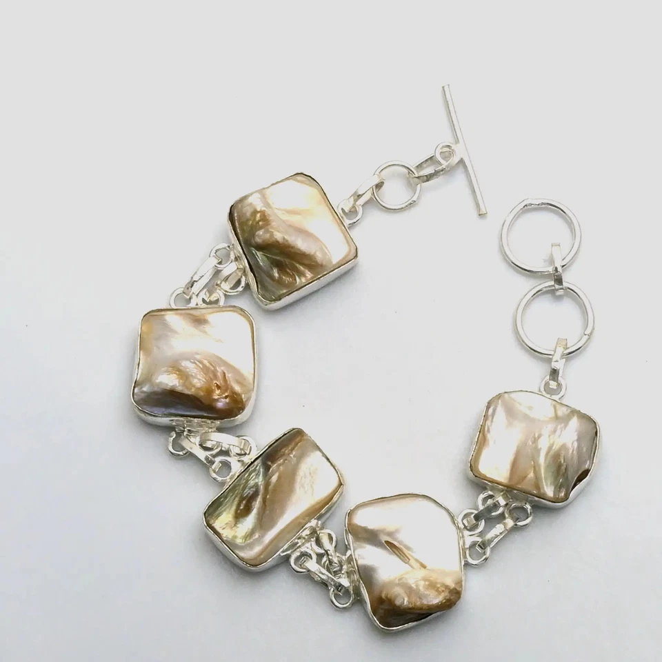 Biwa Pearl Gemstone Ethnic Handmade Bracelet Jewelry 28 Gms Gift AB 24002 - Image 1 of 1