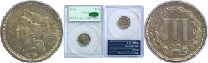 1865 3C Nickel Three Cent PCGS MS-64 CAC - Picture 1 of 3