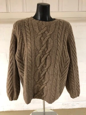 Винтажный Lands End 100% шерсти Aran Fisherman свитер женщин средний темно-серый - Изображение 1 из 4