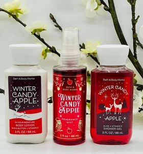 Bad and Body Works Reisegröße Winter Süßigkeiten Apfelnebel, Gel, Lotion 3-teiliges Set - Bild 1 von 5