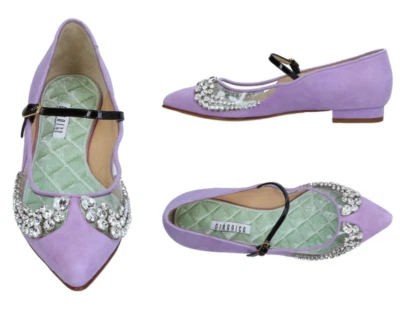 Giannico Swarovski Cristales/Detalles Plexi Mary Jane Gamuza Pisos EE. UU. 7/IT 37 $890 Foto 1 de 4