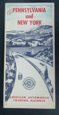 1958 Pennsylvania New York road map Booklet AATA American Automobile  oil  gas - Image 1 of 3