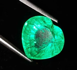 9.12 Ct Natural Colombian Green Emerald Loose Gemstone Certified Heart Shape Gem - Picture 1 of 9