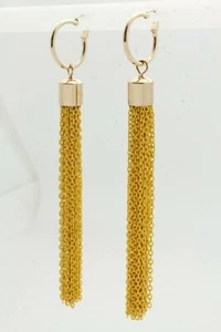 Hot Women Fashion Gold Metal Earrings Yellow Color Long Fringes Tassel Sexy Look - Picture 1 of 11