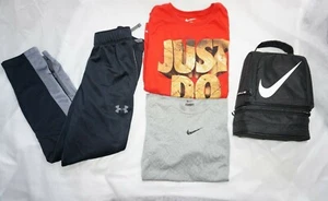 Youth Boys Lot (4) UNDER ARMOUR & NIKE Joggers, Lunchbox & Shirts Kids Sz Small - Picture 1 of 5