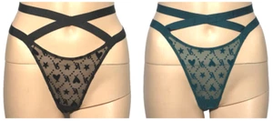 VICTORIAS SECRET LUXE LINGERIE VERY SEXY BRAZILIAN VELVET MESH STRAPPY PANTY NWT - Picture 1 of 5