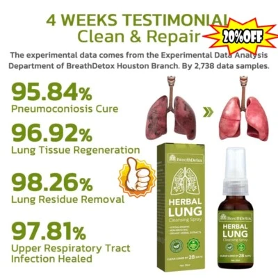 BreathDetox Salud Pulmonar - Limpieza Pulmonar y Desintoxicación para Apoyos Respiratorios RÁPIDO Foto 1 de 4