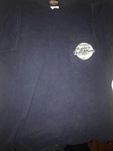 HARLEY DAVIDSON MOTORCYCLES Pocket T Shirt SAVANNAH GA Men’s LARGE Dual Sided - Picture 1 of 4