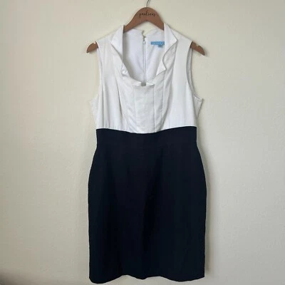 Vestido Antonio Melani para mujer 12 blanco azul marino Vanya con volantes seda funda profesional Foto 1 de 4