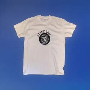 Black “Stand Tall” Lion On White Gildan Tee Size: Medium 28.5” X 20” - Picture 1 of 1