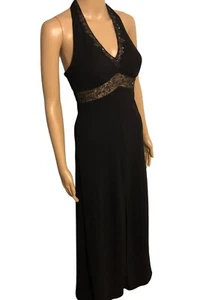 DE LARU Collection Sexy Black Halter Gown Sz 5/6 NWT Maxi Beaded Dress - Picture 1 of 11
