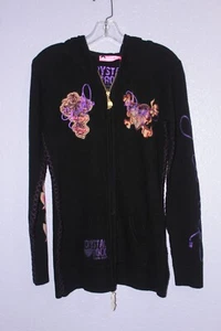 Crystal Rock by Crystal Audigier Velvet Track hoody jacket with crystal studs sm - Picture 1 of 8