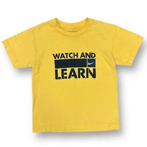 Boys Nike Size 8 YSM Yellow "Watch and Learn" Short Sleeve Shirt - Picture 1 of 2