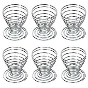 Egg Cups Brushed Steel Wire Spiral Spring x6 By Trixes