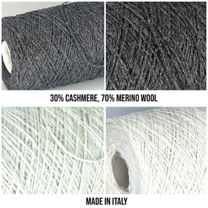 White Gray CASHMERE MERINO WOOL Yarn on Cone DK WORSTED WEIGHT Knitting Crafts - Picture 1 of 7