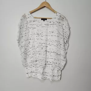 Liz Jordan Top Womens Medium M Black White Striped Layered Tee T Shirt - Picture 1 of 8