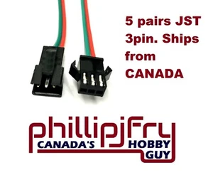 5 Pairs 3pin JST Connector Cable Wire for WS281 RGB LED Strip Light CANADA!! - Picture 1 of 8