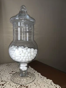 Apotheker 18" extra große Kugel Sockel Vase Glas Schnee Speckle Glas Deckel 💗 - Bild 1 von 9