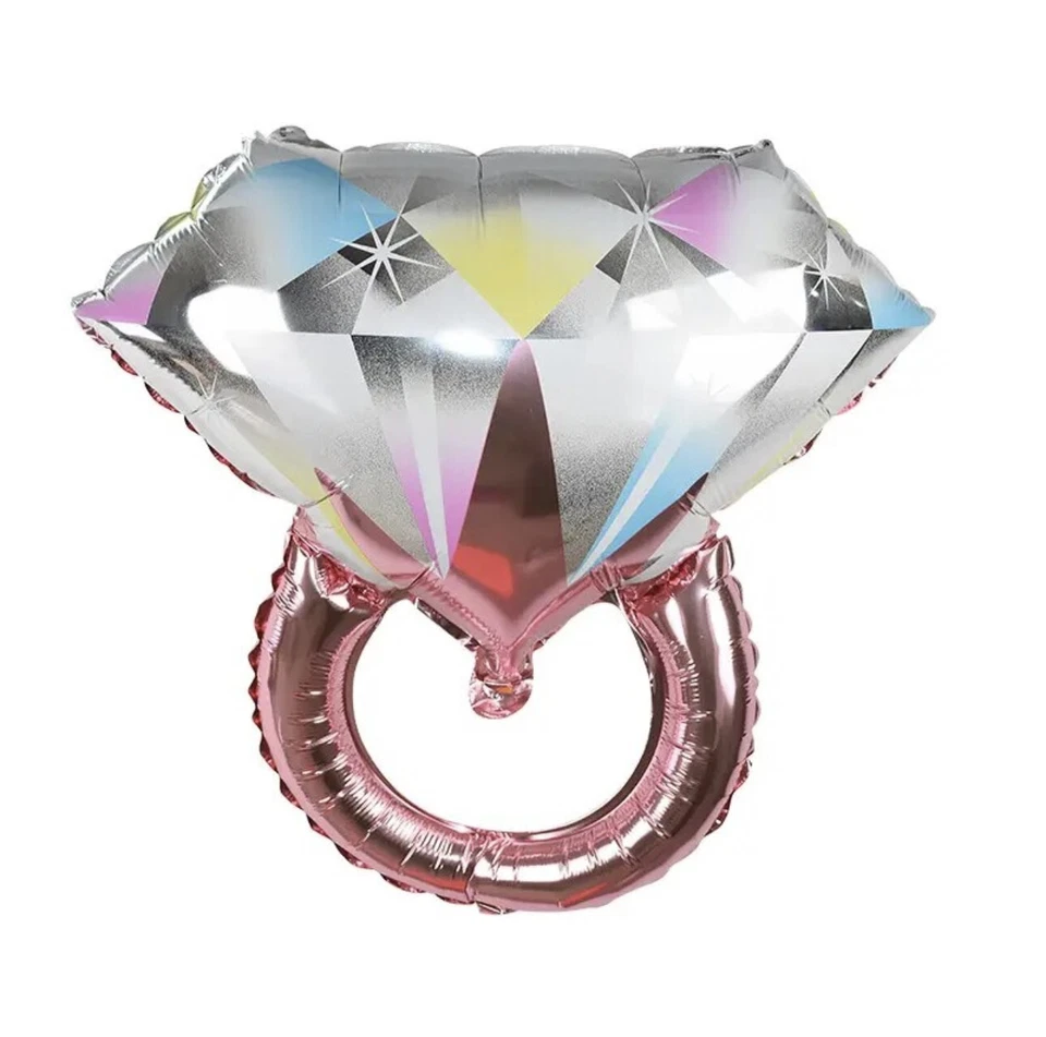 2pk-24” Anillo de diamantes de oro rosa globo de lámina despedida de soltera fiesta de compromiso novia Foto 1 de 1