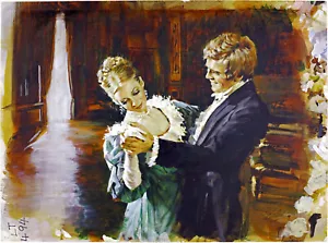 Len Thurston ""Jalna Mary Wakefield"" Original Gouache Illustration Rechteck Kunst - Bild 1 von 3