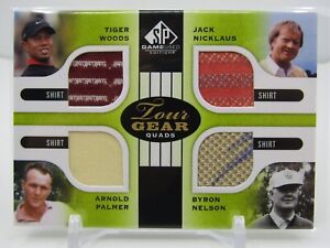 WOODS/NICKLAUS/PALMER/NELSON 2012 SP GAME USED GOLD QUAD GAME WORN!