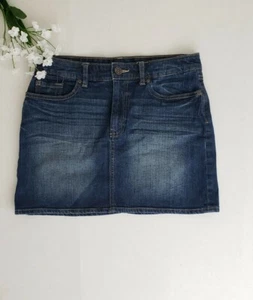 GAP Blue Jean High Waisted Denim Cotton Pockets Mini Skirt Size 6 28 Medium Wash - Picture 1 of 12
