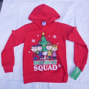 Snoopy Peanuts Holiday Squad Red KIDS Sweatshirt Hoodie Size 10 NEW Christmas - Picture 1 of 7