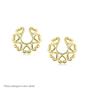 Nipple Rings Vintage Hearts 14 Karat Gold Plated Clip On Pair - Picture 1 of 1