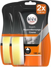Veet for Men Dusch-Haarentfernungs-Creme | Enthaarungscreme für Männer 2x 150ml