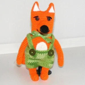 7"Tall Fox, Wearing Shorts w/Suspenders, Bow at Neck, Friendly Smile - Picture 1 of 5