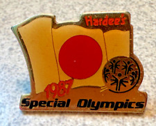 VINTAGE 1987 SPECIAL OLYMPICS PIN BUTTON HARDEE'S JAPAN VERY RARE