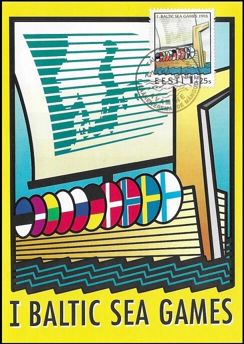 Viking Boat Baltic Sea Games Estonia Estland Mint Maxi FDC Card 1993 - Image 1 of 1