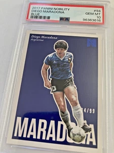 2017 PANINI NOBILITY BLUE #94 DIEGO MARADONA 4/99 PSA 10 - Picture 1 of 24
