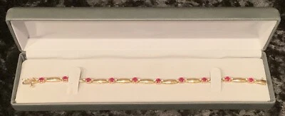 14k Yellow Gold Ruby & Diamond Bracelet ~ 7-1/4 Inch ~ 9.7g ~ 2.6 Carat TW - Image 1 of 4
