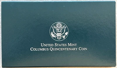 1992 Columbus Quincentenary Commemorative Silver Proof Dollar w/ Box and COA - Image 1 of 4