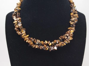 COLLAR OJO DE TIGRE ROJO PIEDRA MARRÓN ASTILLADO 30 PULGADAS Cristal Chakra Curativo Moda - Imagen 1 de 3